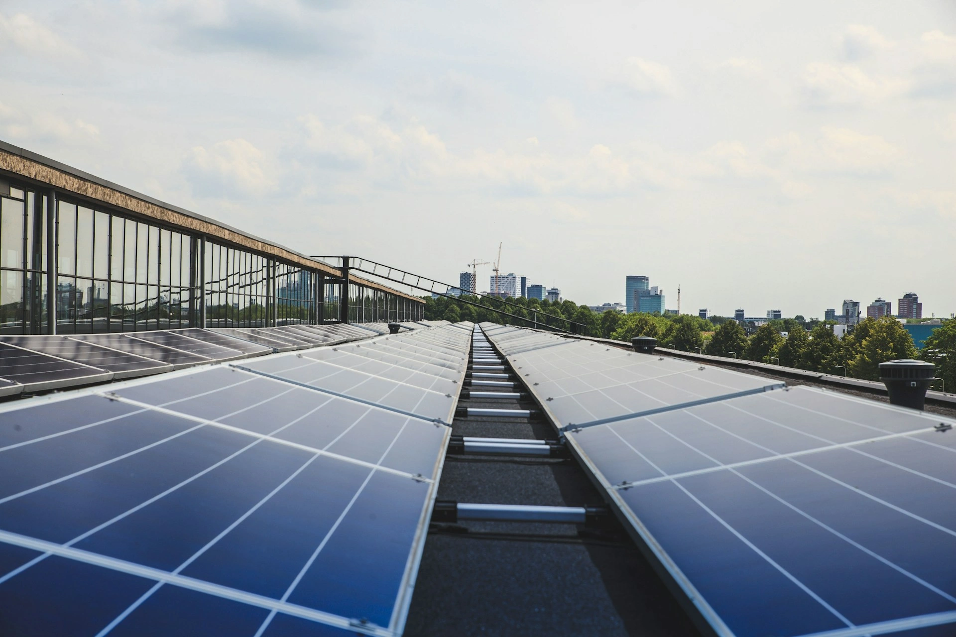 Aerial view of solar panels